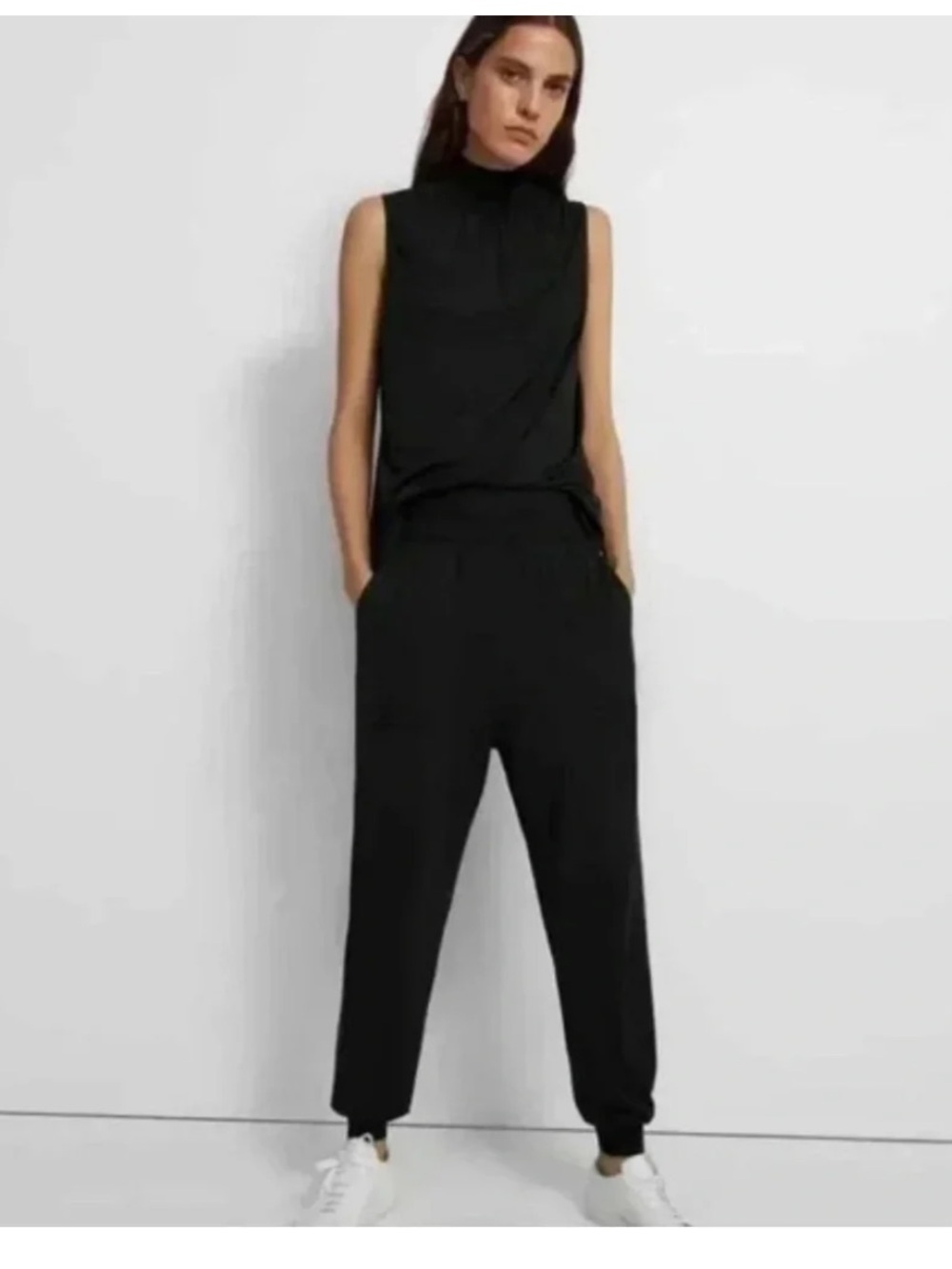 Theory Rib Jogger New Pure Flannel Virgin Wool Pull-On Pants Black Size Large